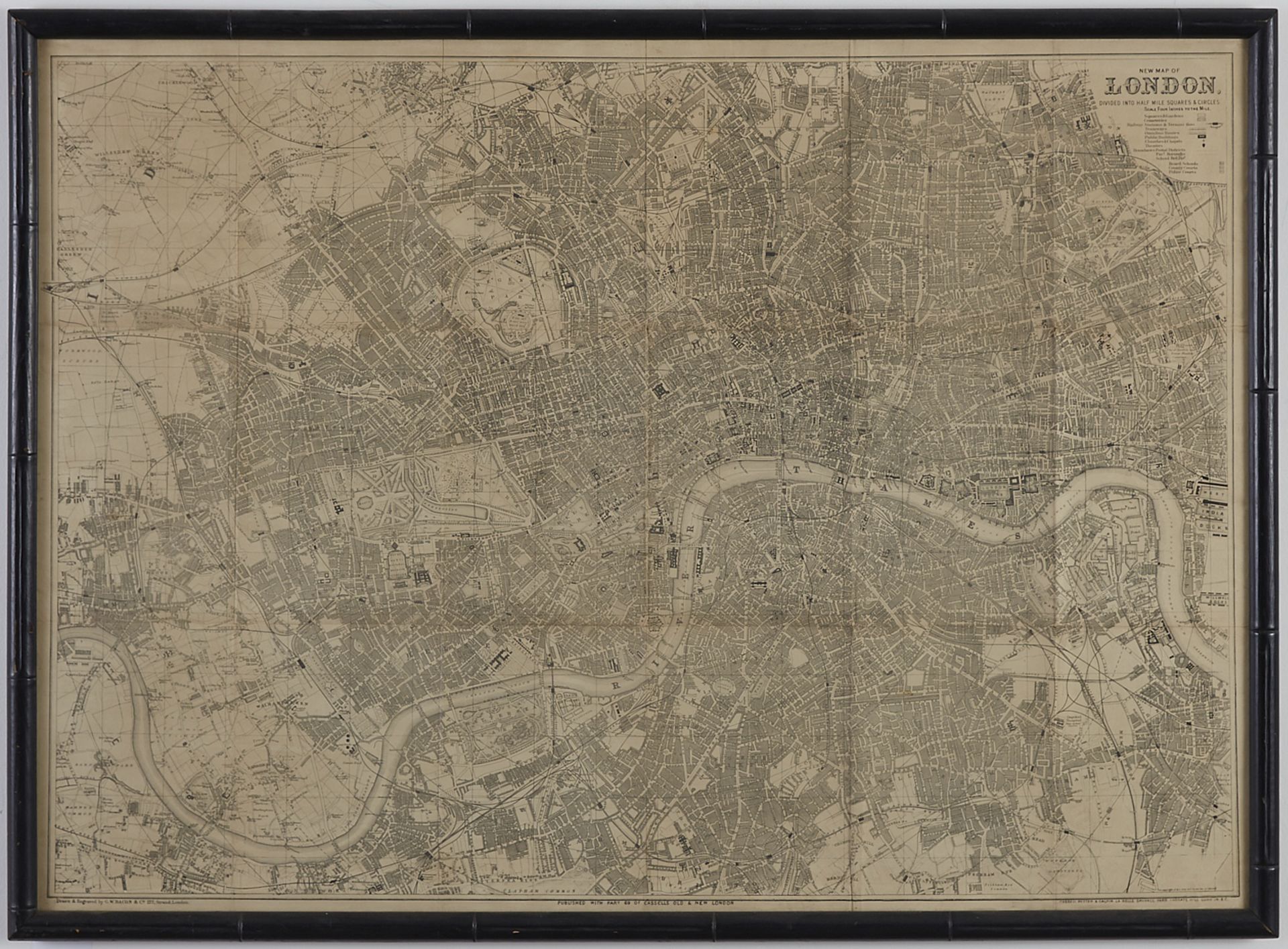 19th Century GW Bacon New Map of London Large