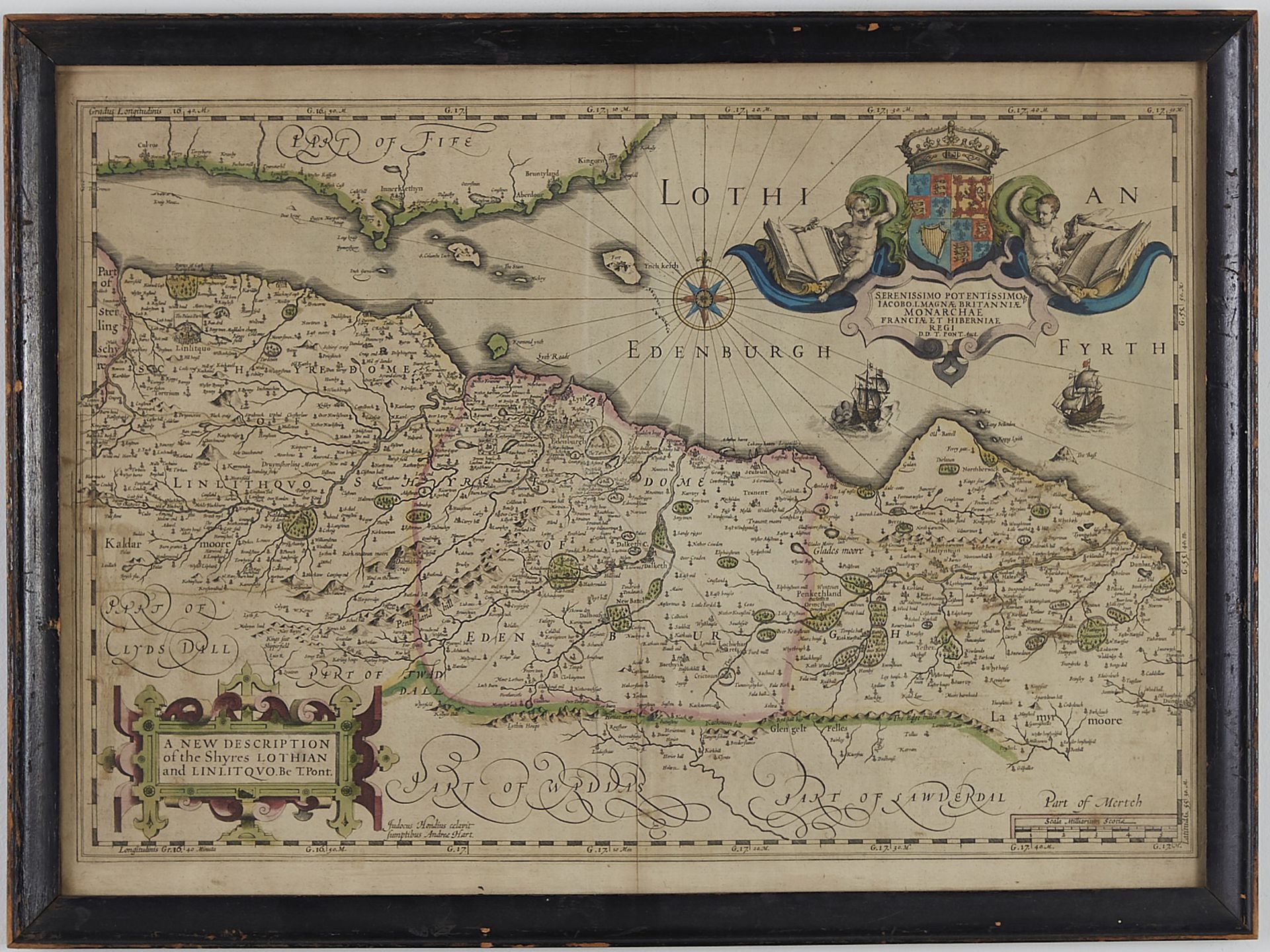 Hondius Map of Edinburgh Scotland 1610 Hand Colored