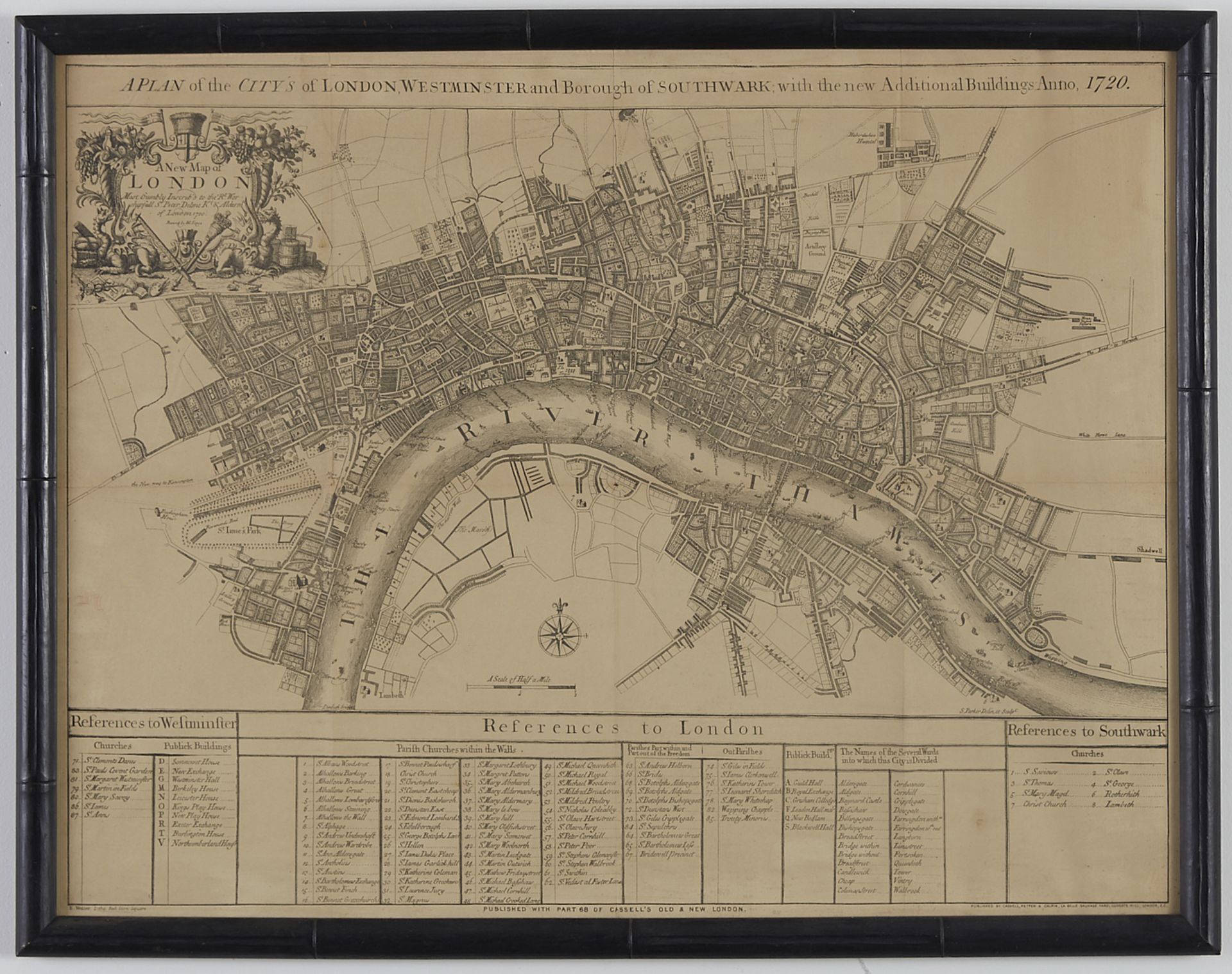 John Senex a New Map of City of London 1720