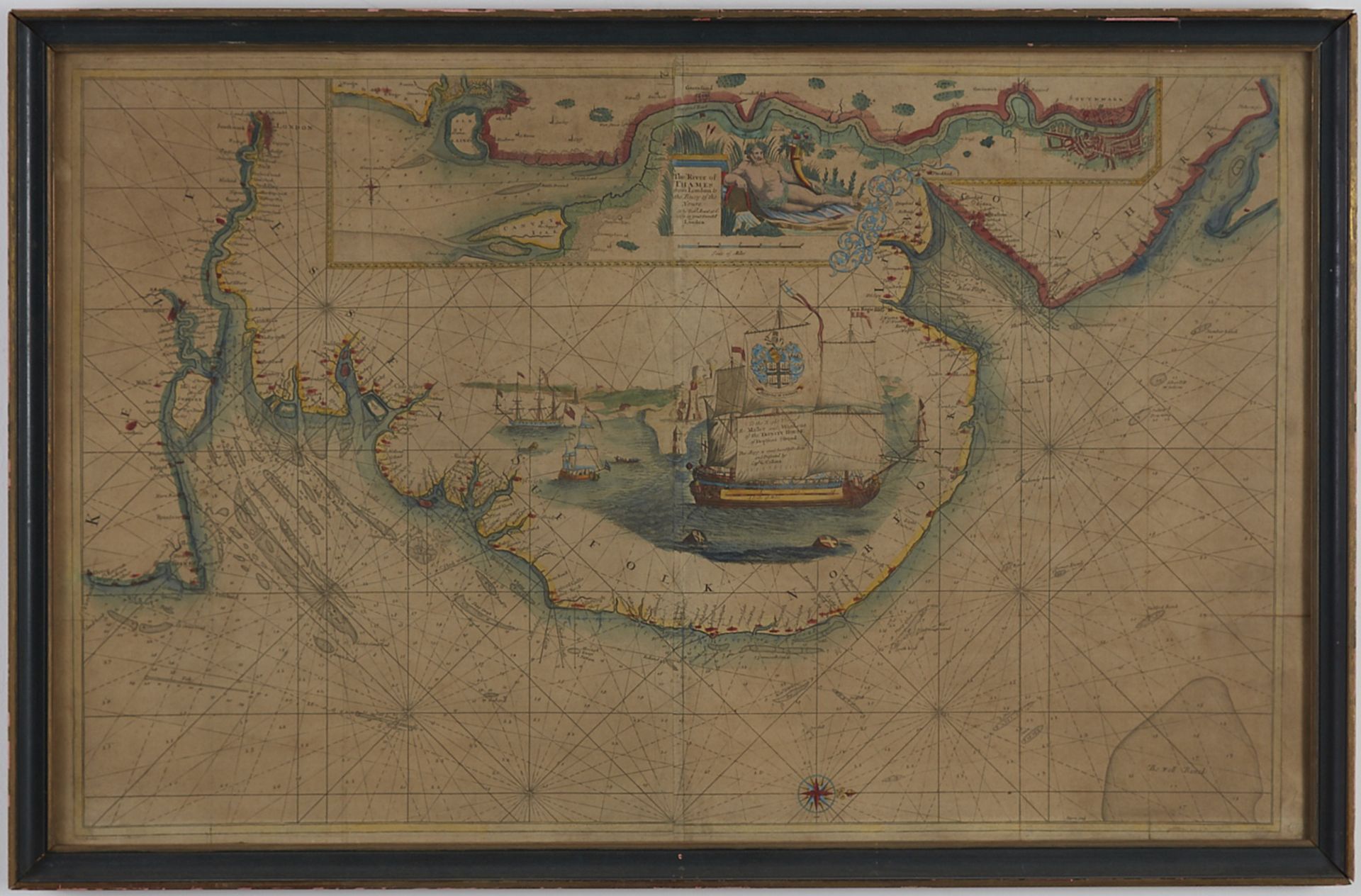 Captain Collins Sea Chart of The River Thames and the Coast of Kent Suffolk and Norfolk