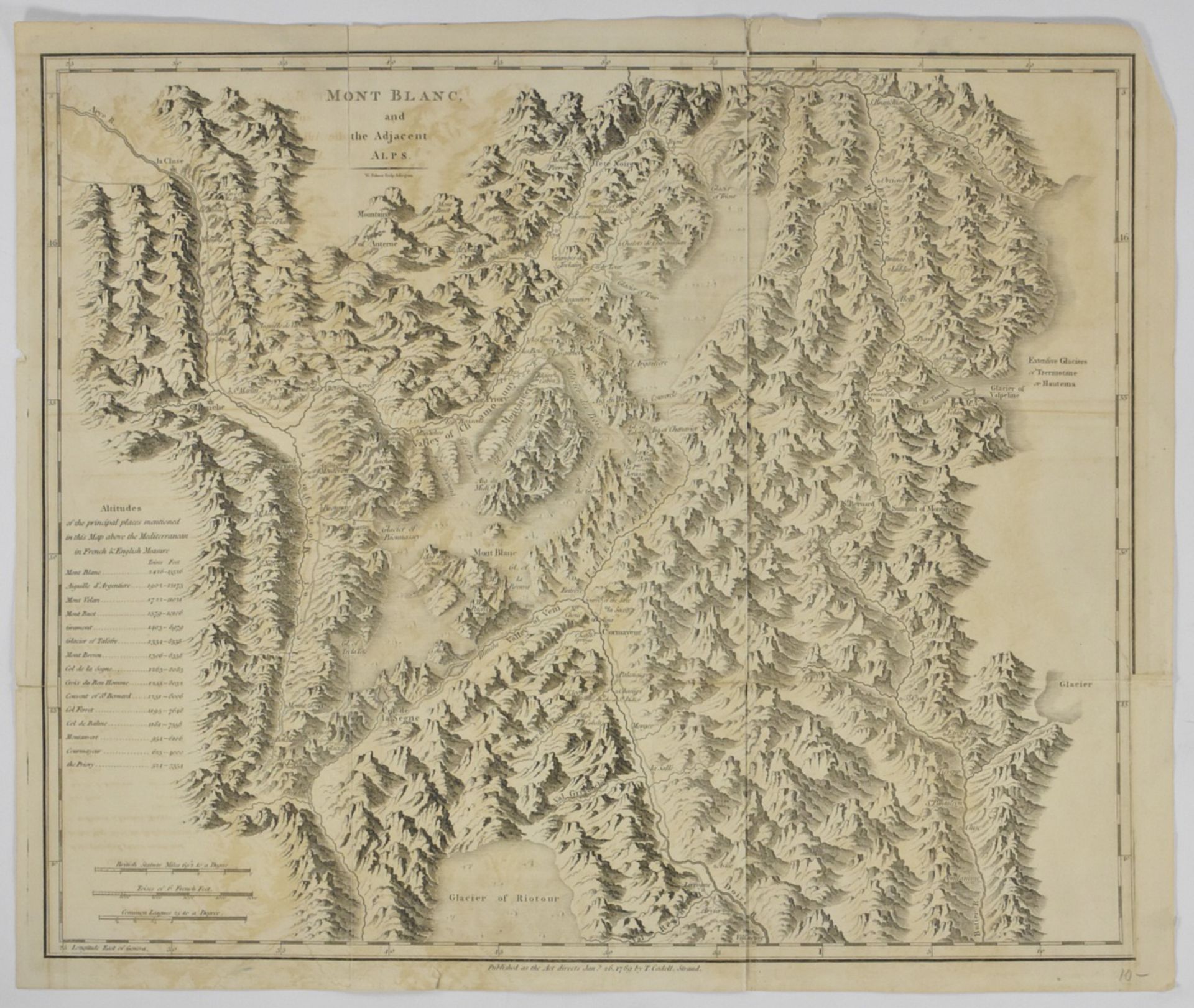 Map of Mont Blanc and the Adjacent Alps W. Palmer