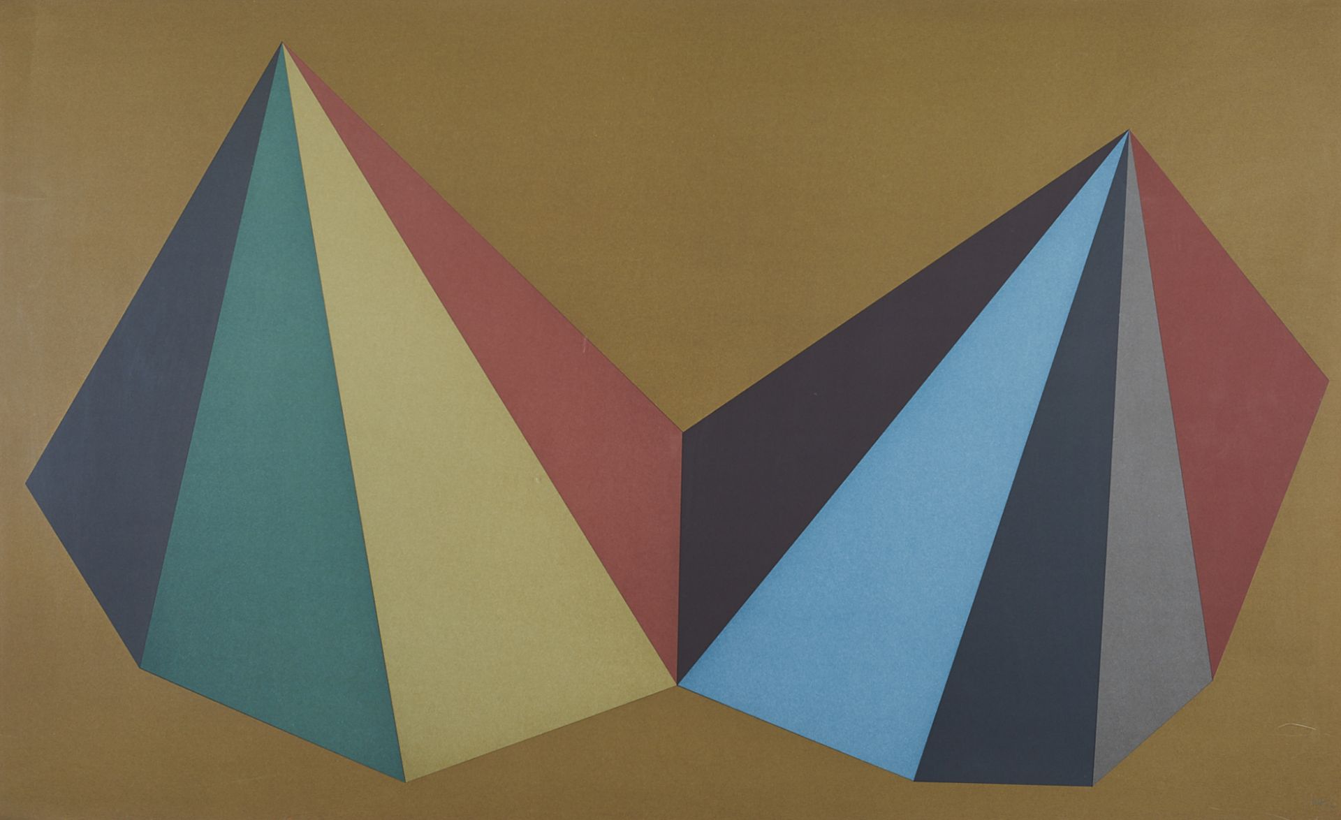 Sol LeWitt "Two Pyramids - Four Colors" Color Silkscreen