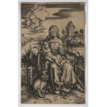 Johannes Wierix after Albrecht Durer Engraving "Madonna with Monkey"