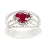 Genuine Ruby Platinum Ring