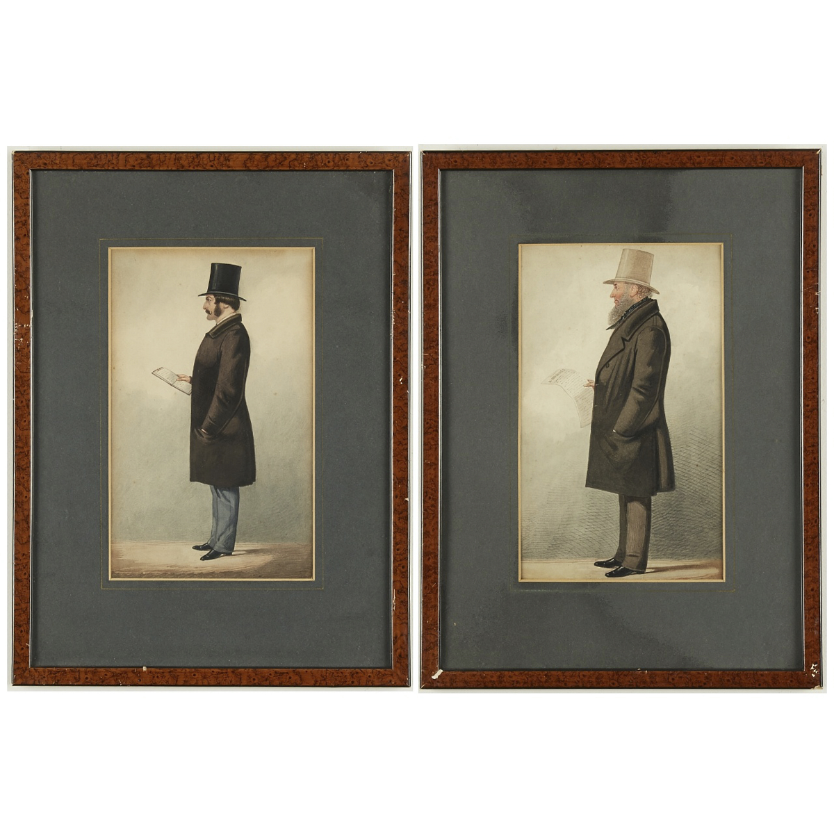 Richard Dighton Pair of Watercolor Portraits