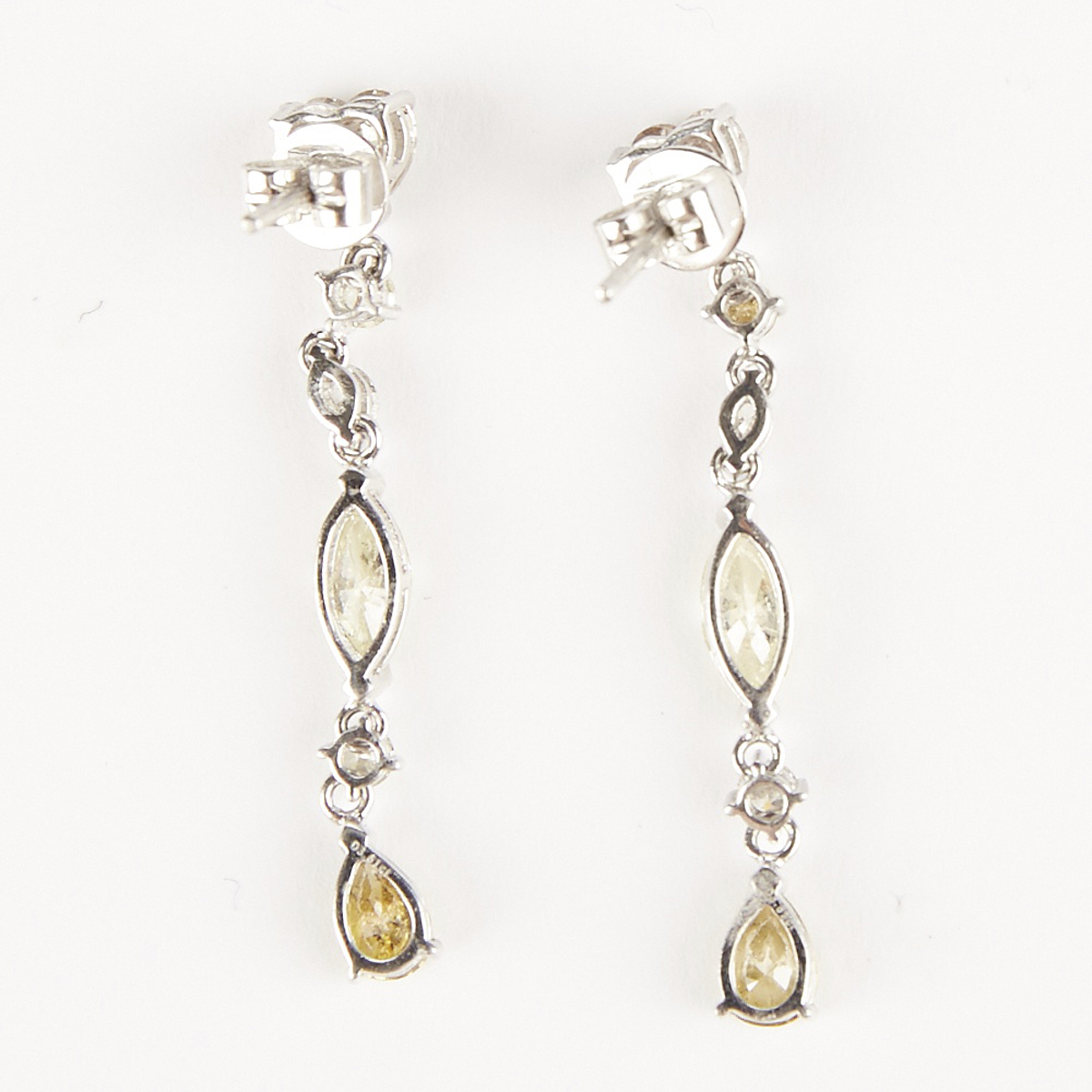 Yellow and White Diamond Earrings - Image 6 of 9