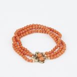 Coral Beaded 3-Strand Bracelet