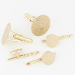 Pair of Circle 14K Gold Cufflinks & Stud Set (3)