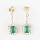 Emerald and Diamond Drop Earrings