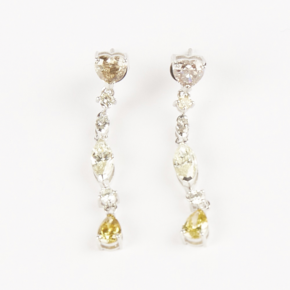Yellow and White Diamond Earrings - Image 3 of 9