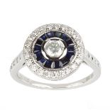 Platinum Diamond and Sapphire Ring