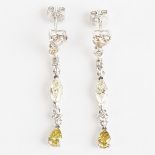 Yellow and White Diamond Earrings