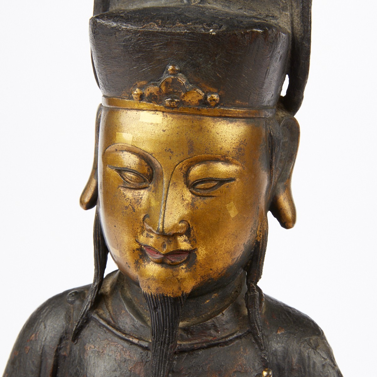 Chinese Ming Gilt Bronze Scholar w/ Sychee - Image 5 of 9