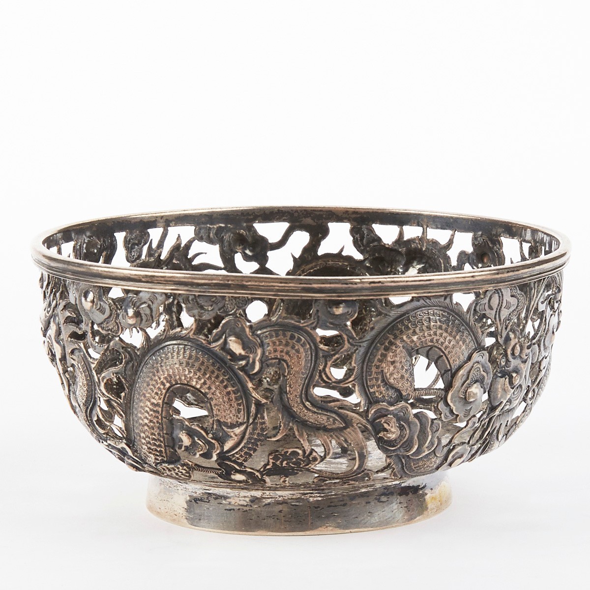 Chinese Export Silver Dragon Bowl - Image 3 of 7