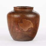 Japanese Cedar Mini Lacquered Hibachi Ikebana Vase