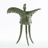 Chinese Archaic Bronze Tripod Jue Vessel