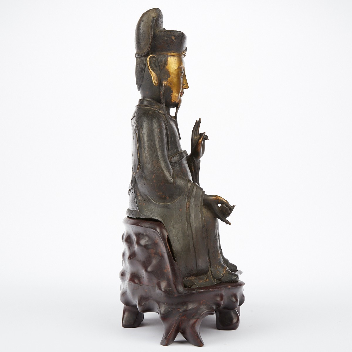 Chinese Ming Gilt Bronze Scholar w/ Sychee - Image 2 of 9