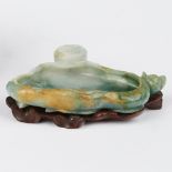 18th c. Chinese Green / White Jade Brush Washer