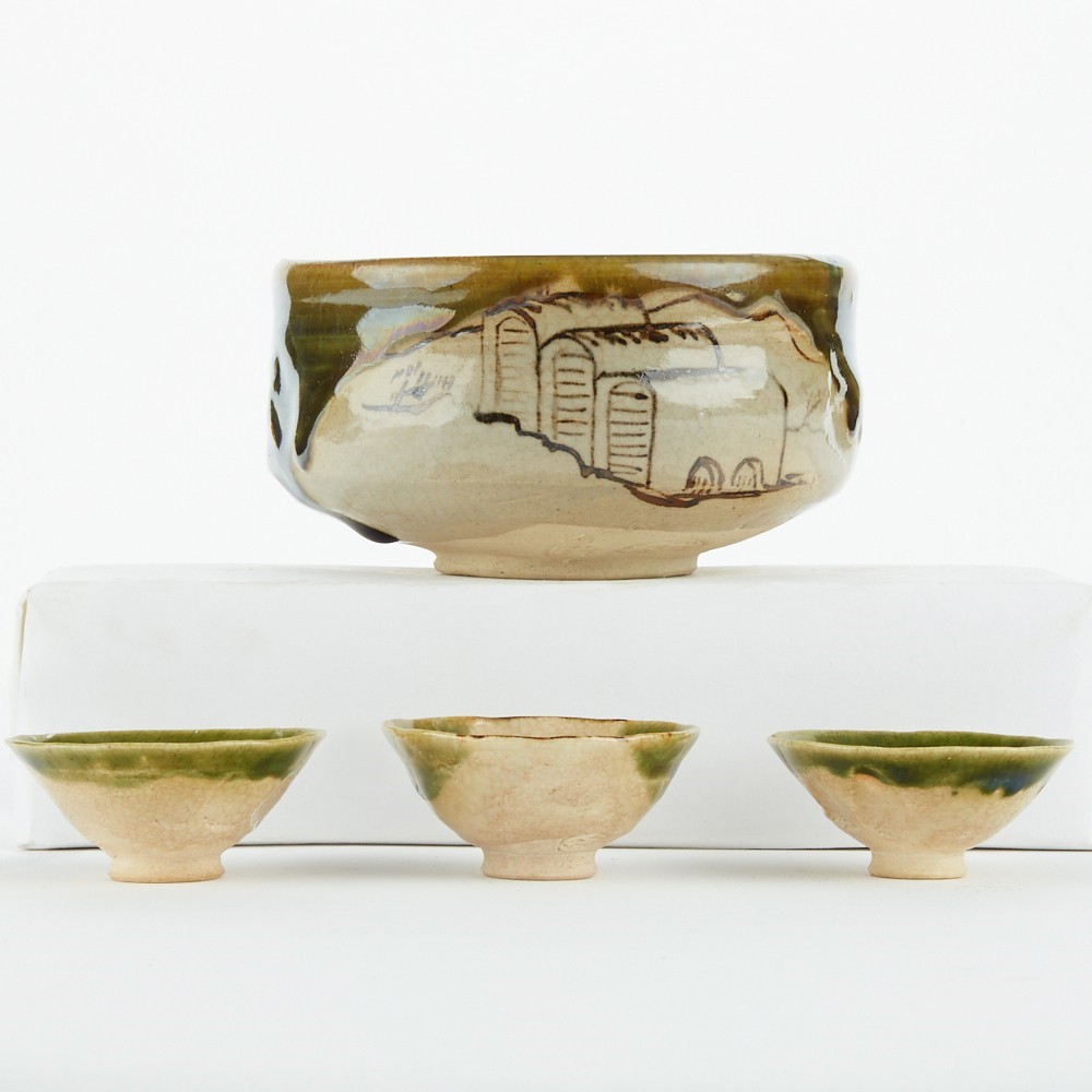 Set 4 Japanese Oribe Ceramics - Image 3 of 8