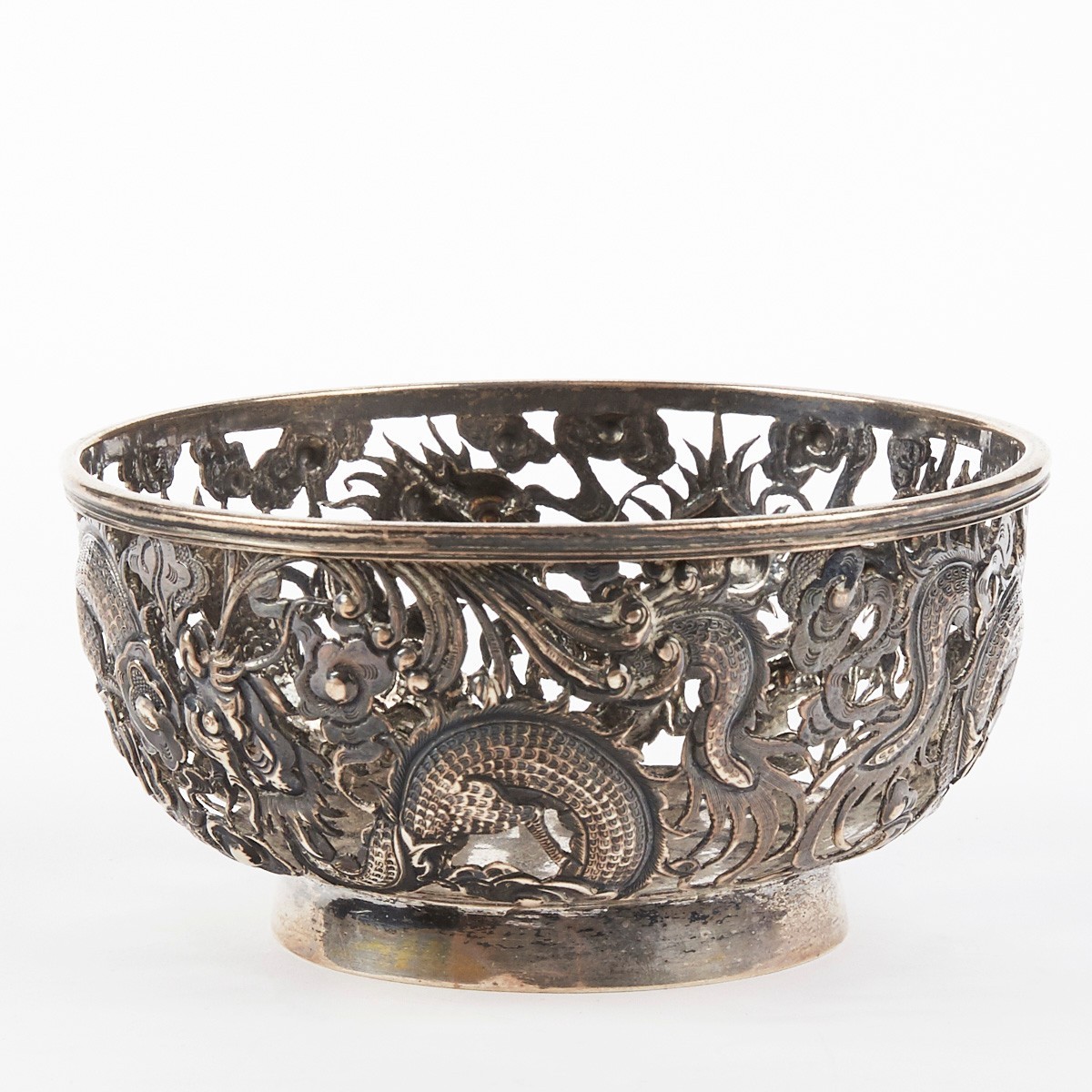 Chinese Export Silver Dragon Bowl - Image 4 of 7