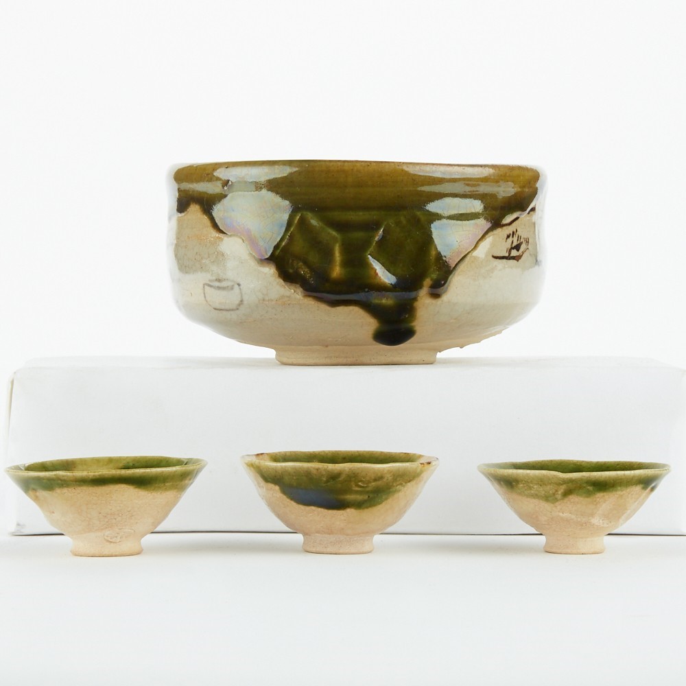 Set 4 Japanese Oribe Ceramics - Image 2 of 8