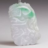 Chinese Carved Green and White Jade Plaque of a Fish