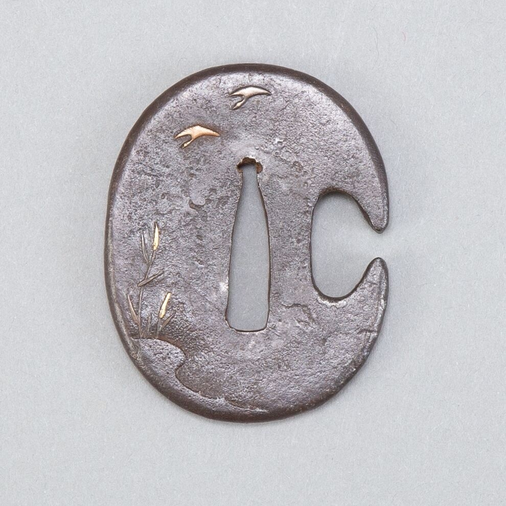 Japanese Edo Iron Tsuba with Birds and Reeds - Image 2 of 2