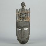 Bambara Bamana African Mask with Figure