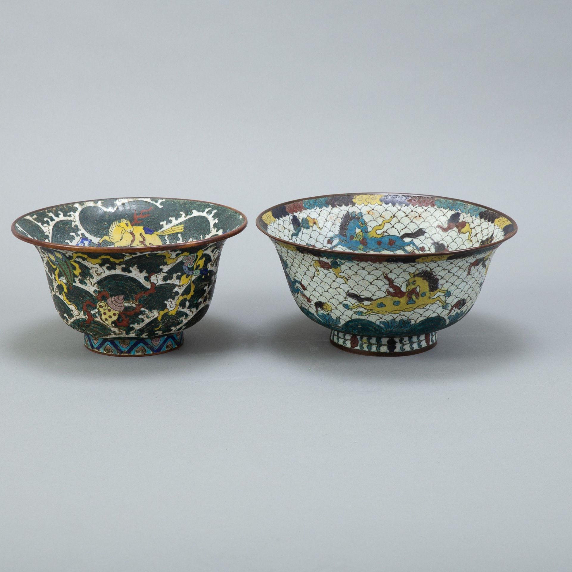 Group: 2 Early Chinese Cloisonne Bowls - Image 2 of 7