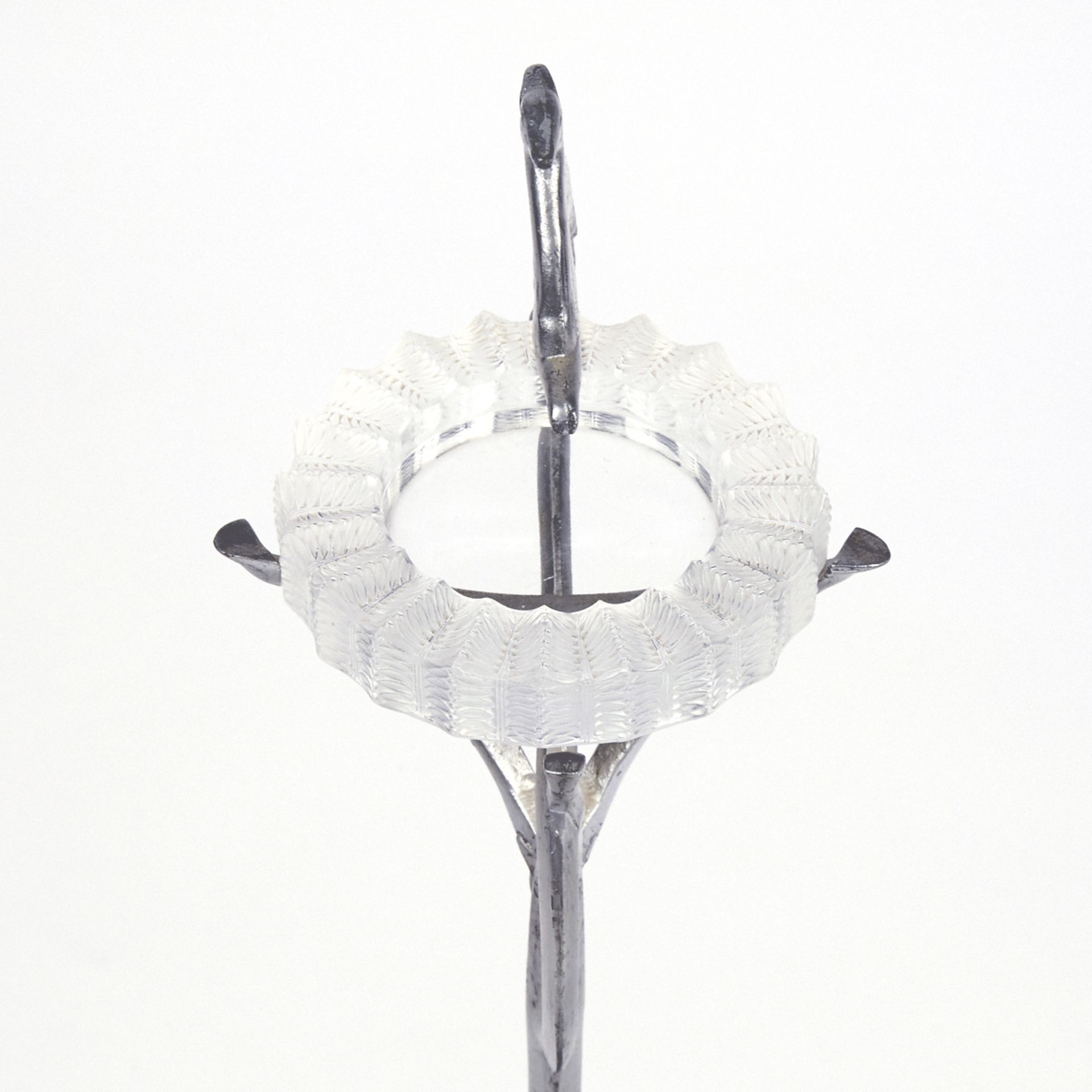 Arts & Crafts Deer Metal Stand w/ Lalique Glass Ashtray - Bild 6 aus 10