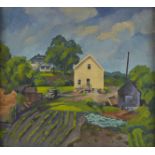 Regionalist Painting of Farmhouse Oil on Canvas