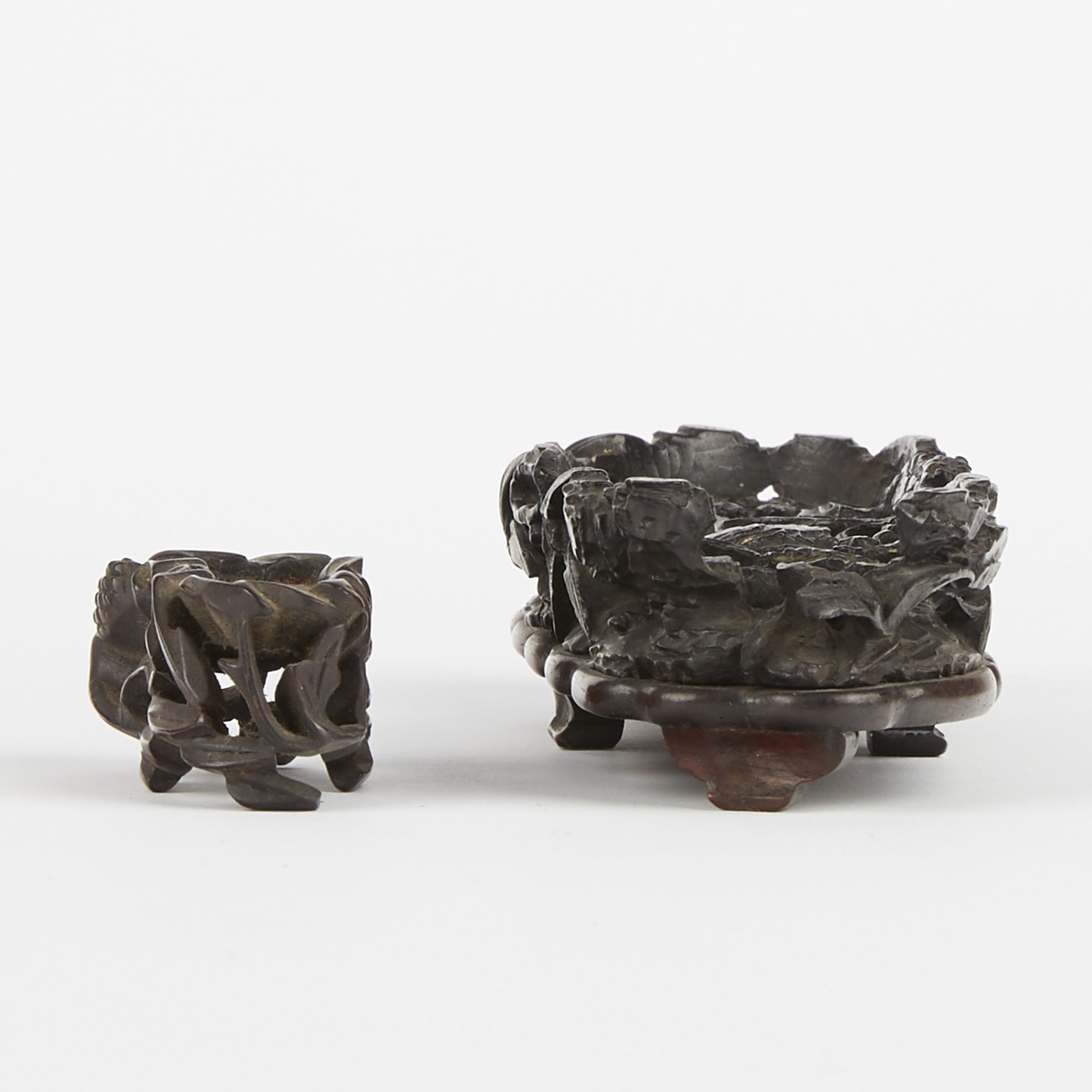 Pair of Chinese Carved Stands - One Zitan - Image 2 of 9