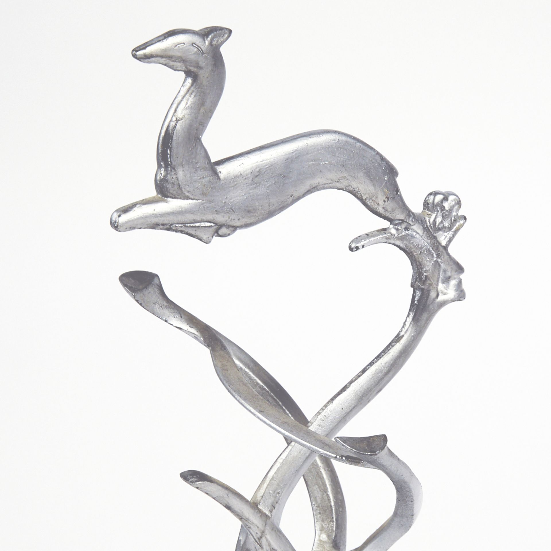 Arts & Crafts Deer Metal Stand w/ Lalique Glass Ashtray - Bild 5 aus 10