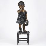 Juan Clara Child on Stool Bronze Sculpture Large