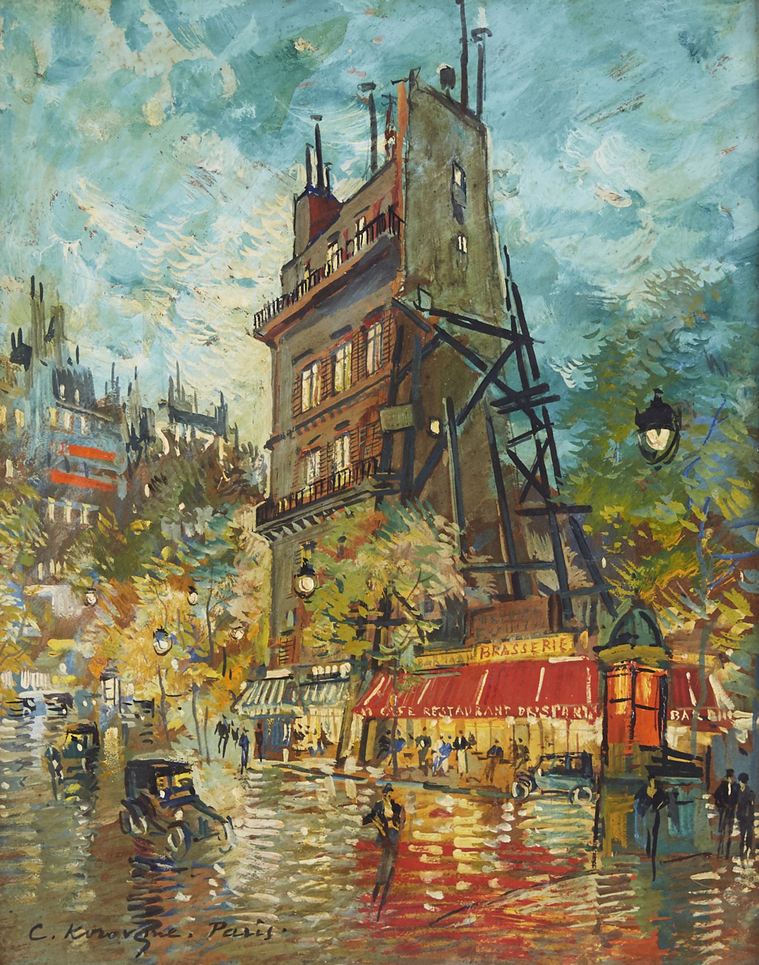 Konstantin Korovine Parisian Street Scene Oil on Board