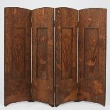 Carved Wood Four Panel Folding Screen