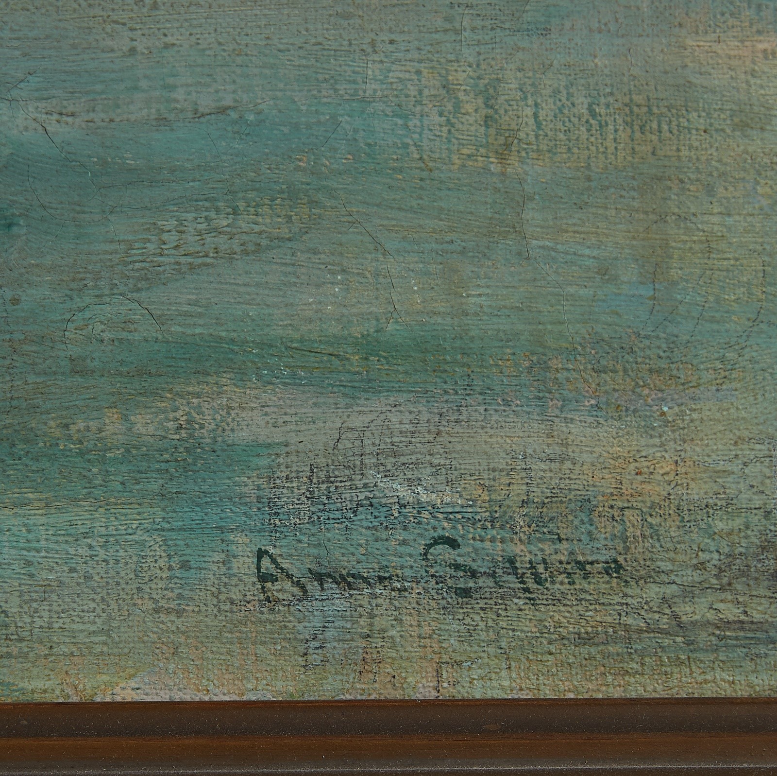 Ann Squire Harbor Scene Oil on Canvas - Image 3 of 3