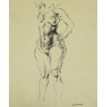 Paul Cadmus Standing Female Nude Ink on Paper