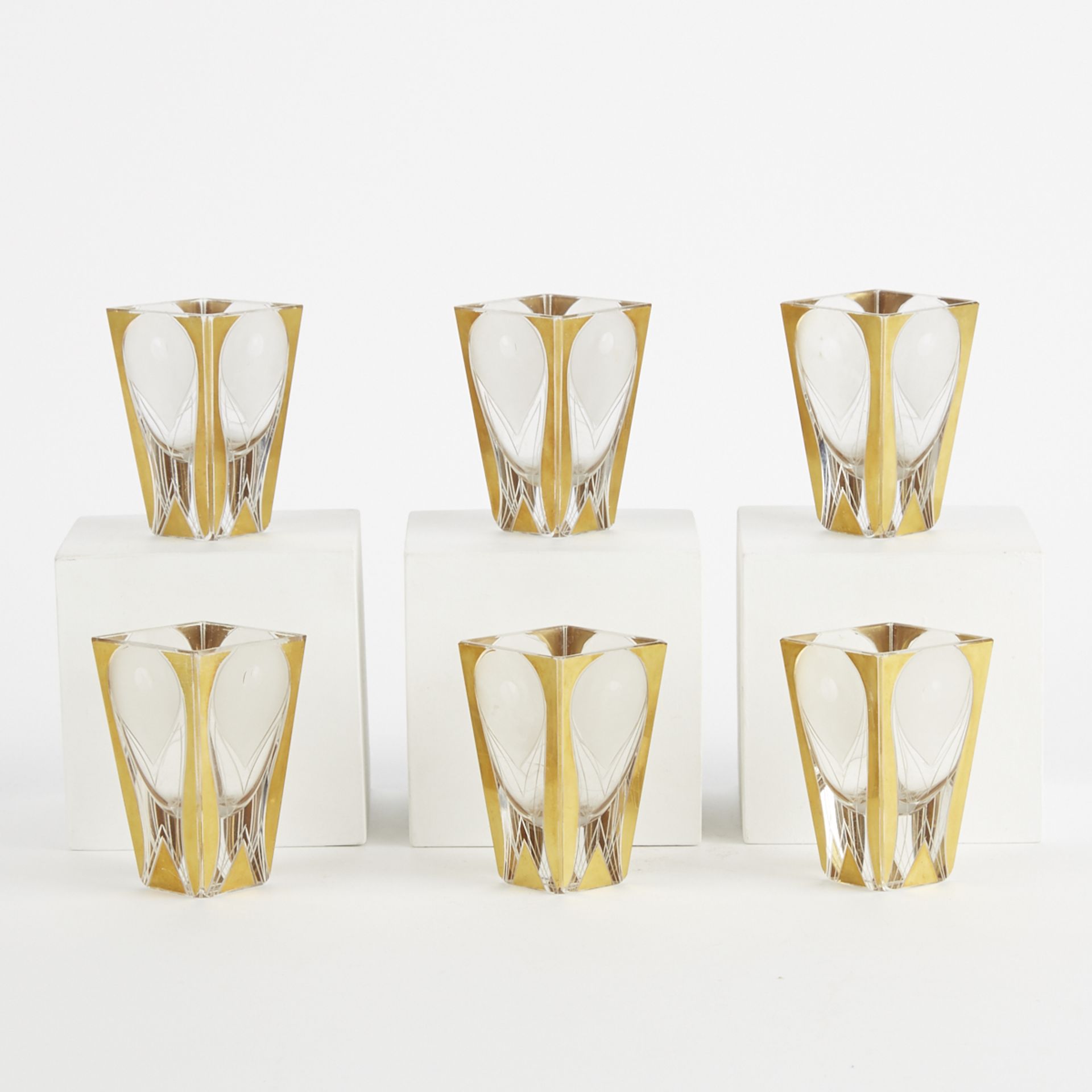 Grp: 6 20th c Moser Style Vienna Modern Shot Glasses - Image 2 of 5