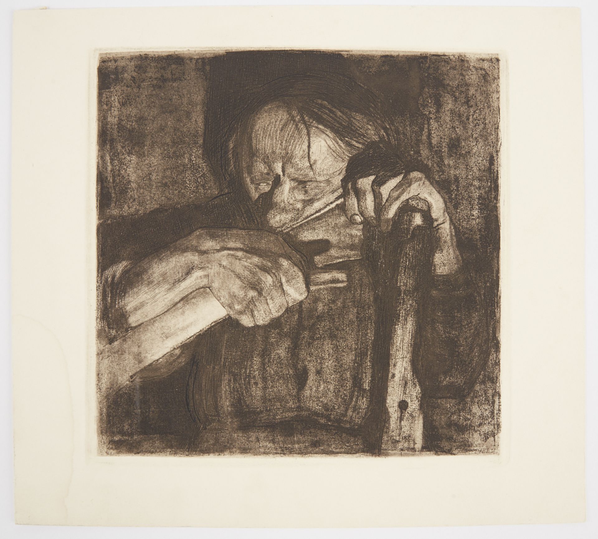 Kathe Kollwitz "Whetting the Scythe" Etching & Drypoint - Bild 2 aus 5