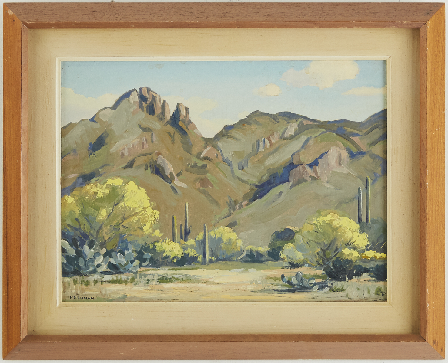 Mildred Arline Young Pneuman "Catalina Mountains Tucson Arizona" Oil on Board - Image 2 of 3