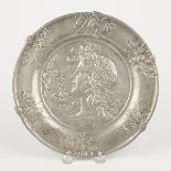 Charles Desvergnes Fruit Girl Pewter Plaque