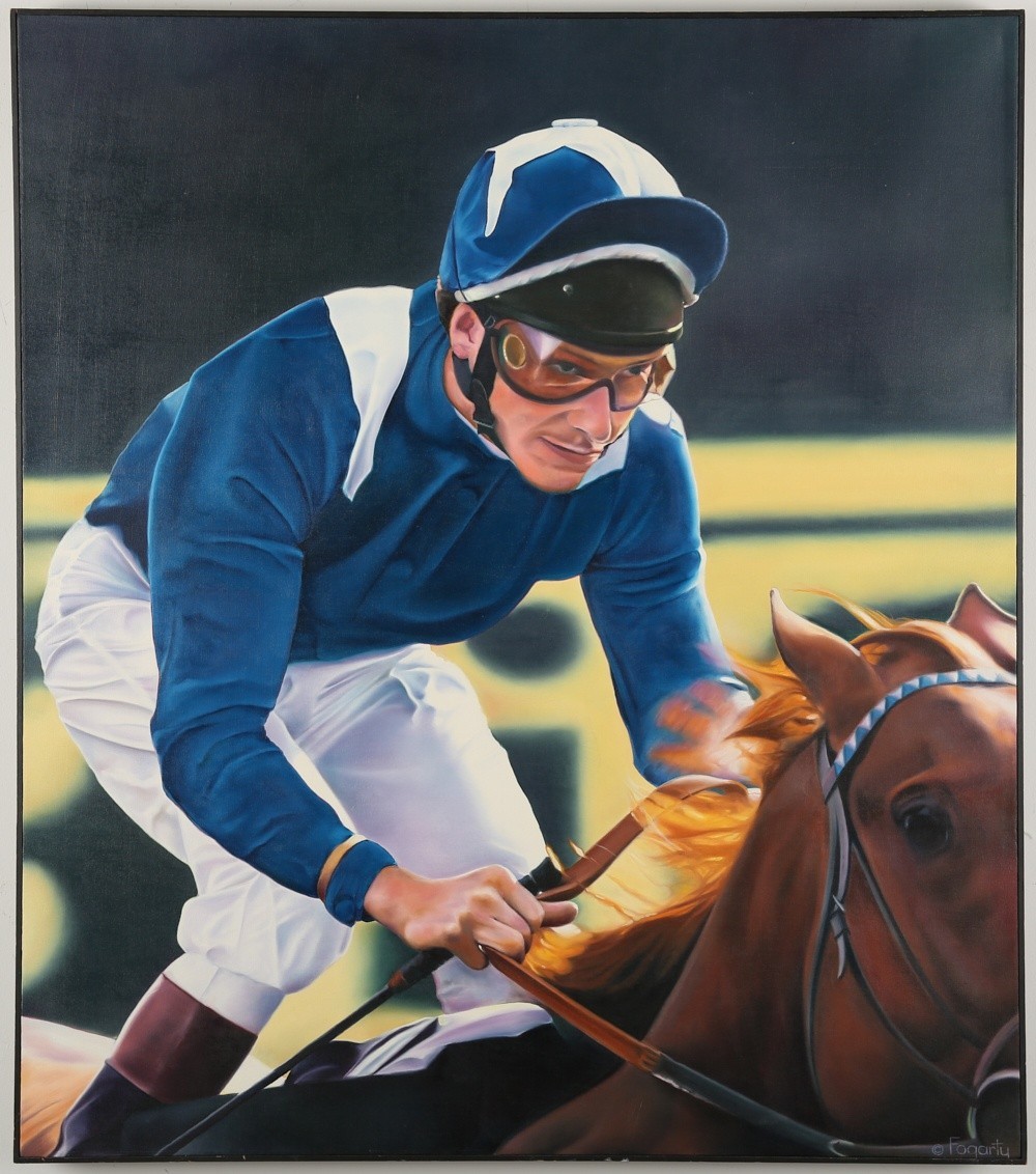 Terrence Fogarty "Jockey II" Oil on Canvas - Image 2 of 3