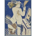 Alekos Fassianos Blue Woman at Toilet Print