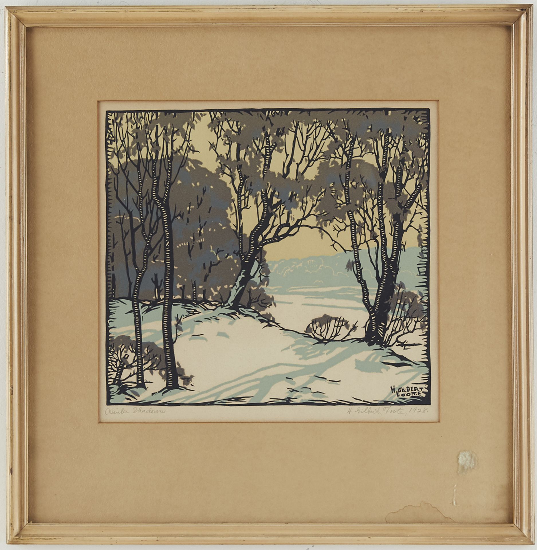 Henry Gilbert Foote "Winter Shadows" Woodblock Print - Bild 2 aus 4