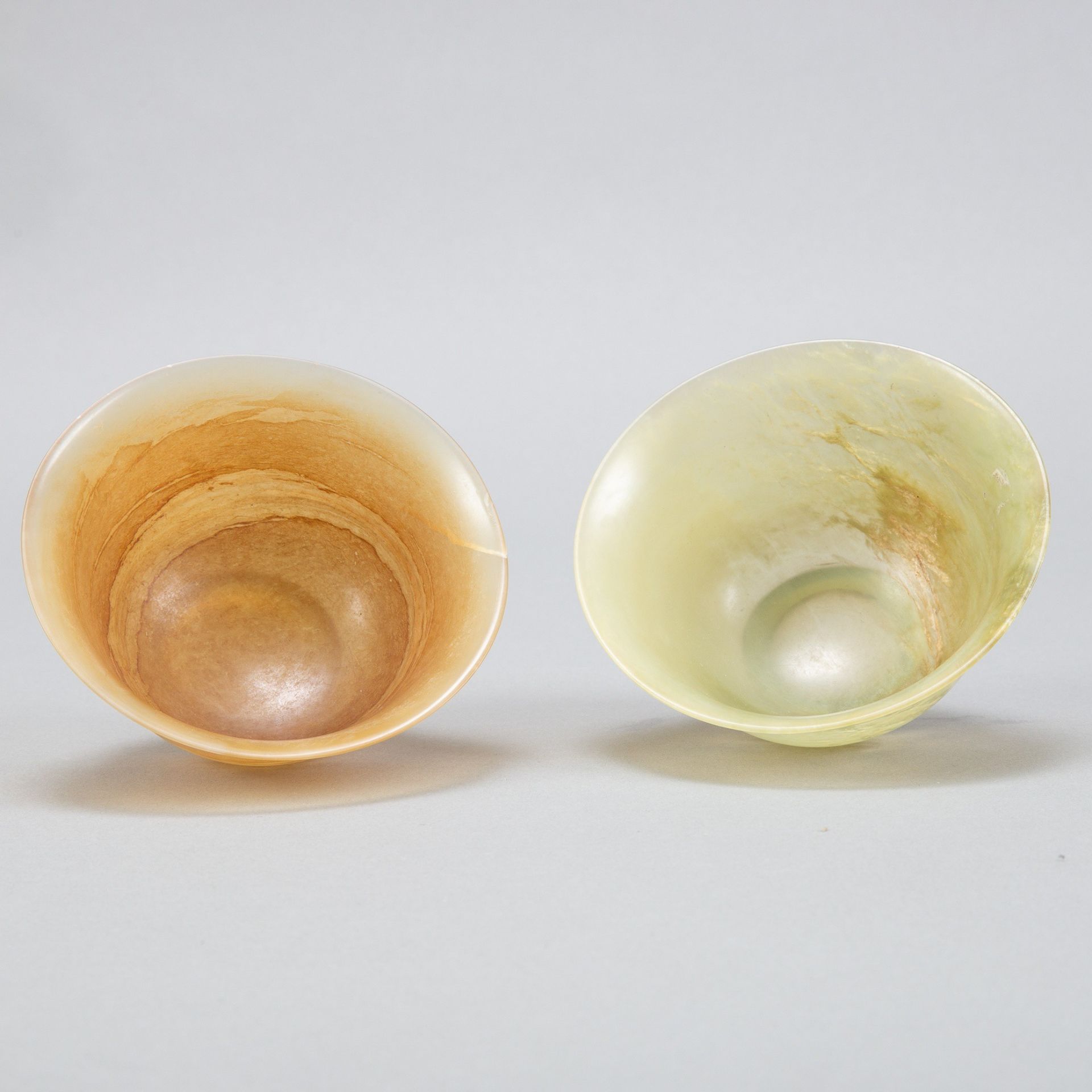 Pair of 20th c. Chinese Jade Bowls - Image 2 of 3