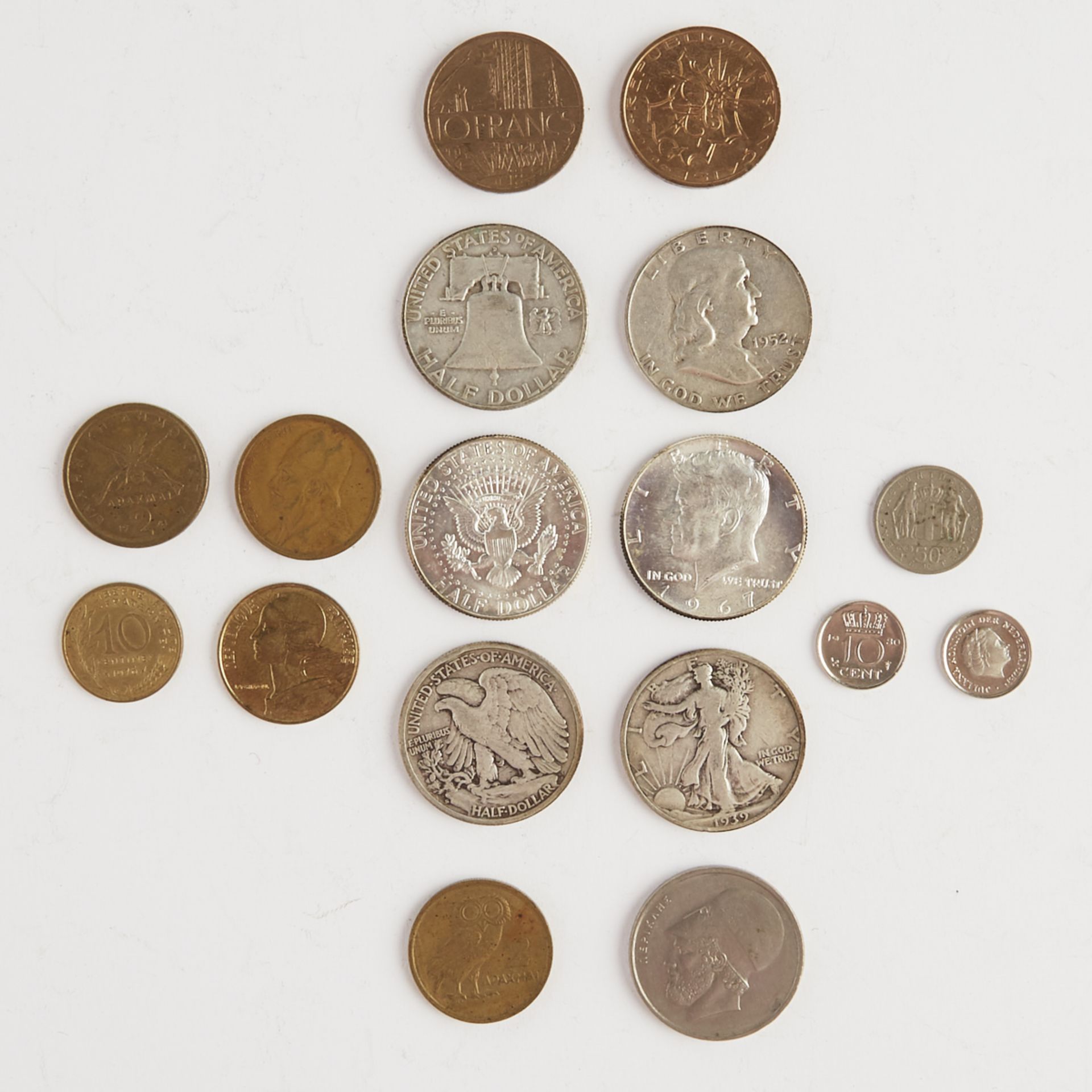 Grp: 54 Half Dollar Coins & 16 Foreign Coins - Bild 3 aus 3