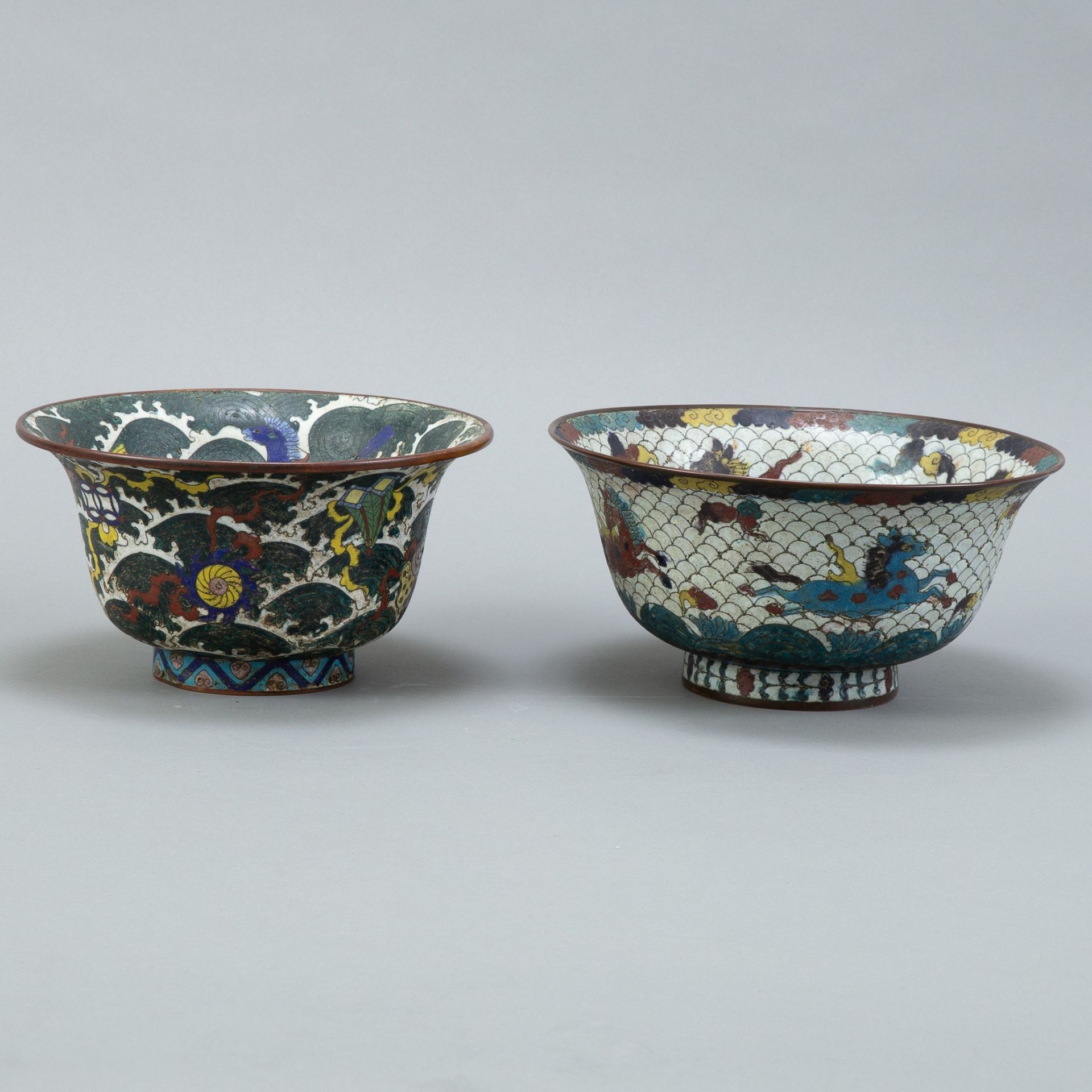 Group: 2 Early Chinese Cloisonne Bowls - Image 4 of 7