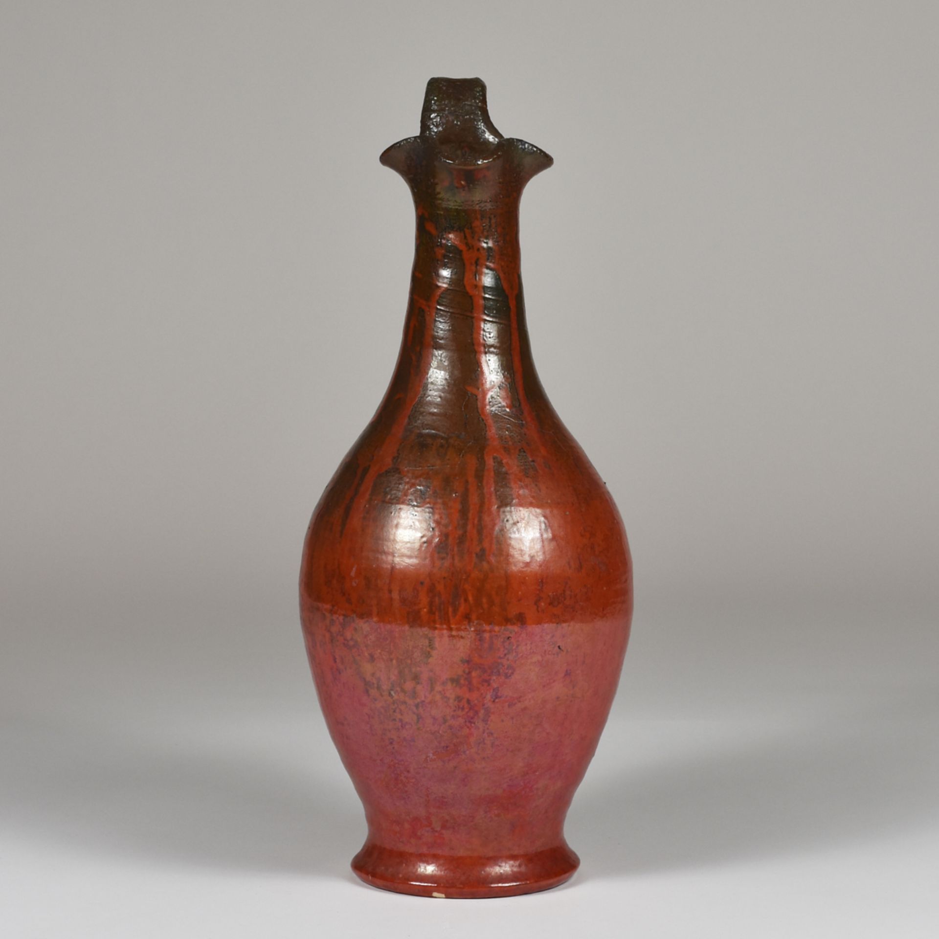 North State Pottery Marked Chrome Red Glaze Ewer - Image 2 of 5