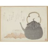 Japanese Edo Period Iron Teapot Woodblock Print